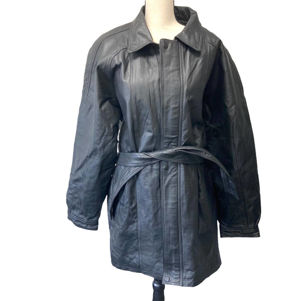Wilda genuine leather belted jacket